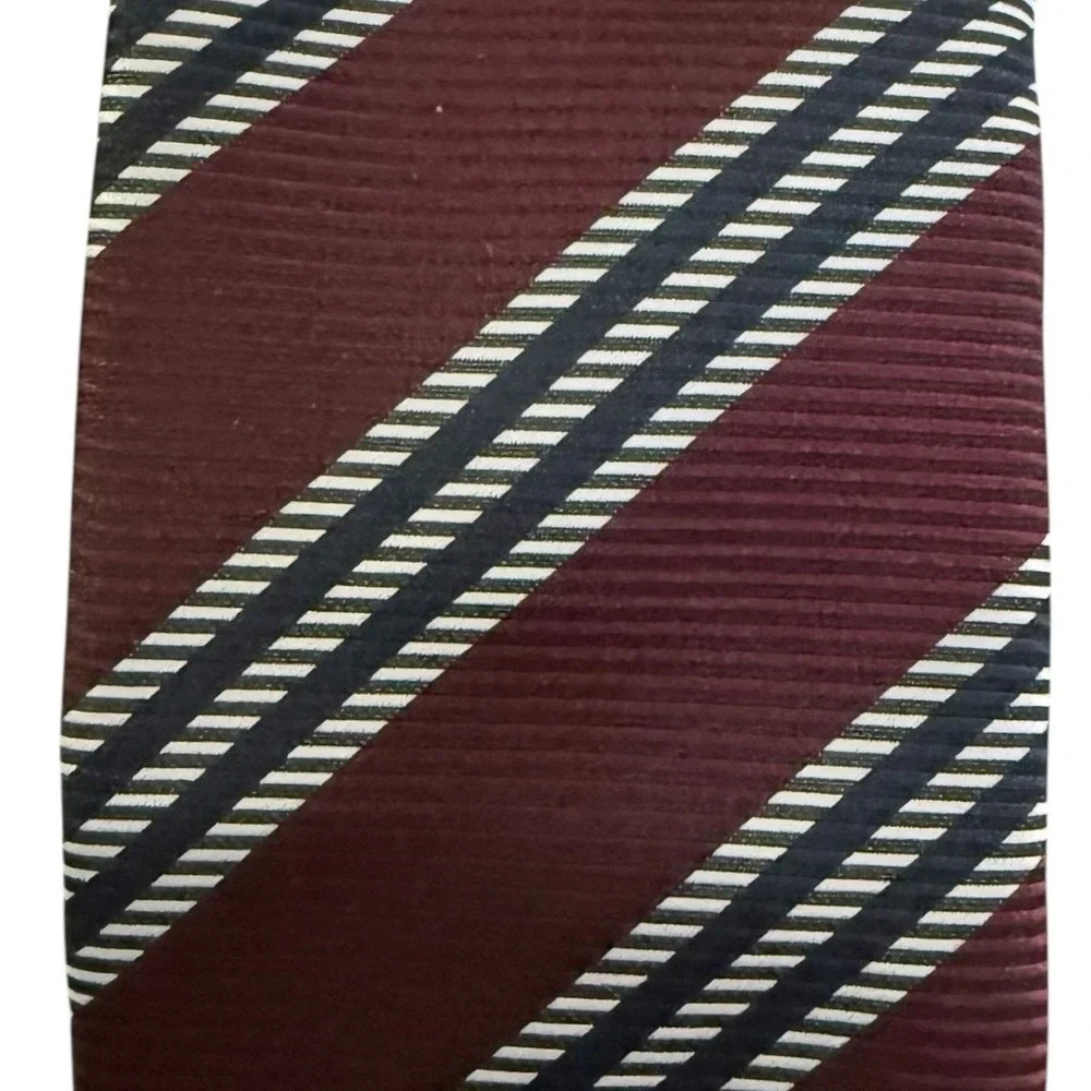 Hugo‎ Boss Mens Performance Tie Burgundy Navy Blue Stripe NWT